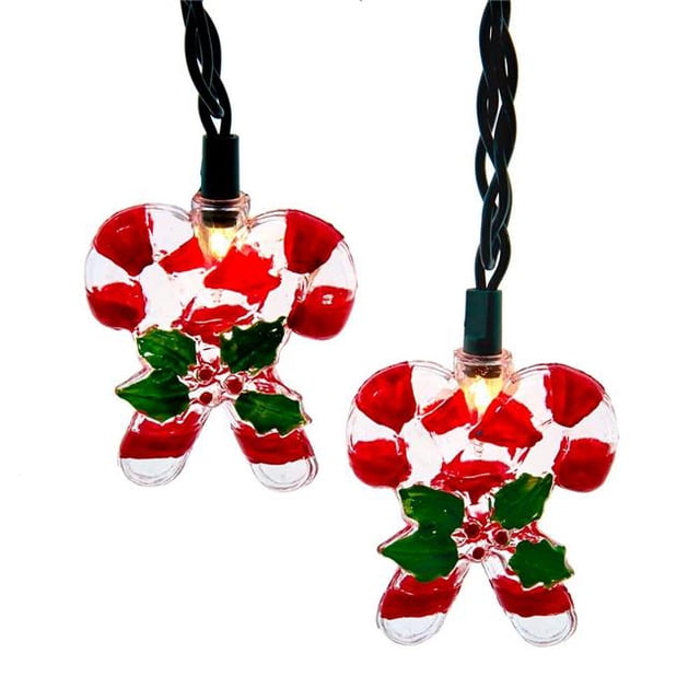 Kurt S. Adler UL4336 10-Light Candy Cane with Holly Leaves & Berries Light Set, Multi Color