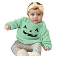 thumbnail image 3 of mgoYE Halloween Baby Outfit Little Brother Outfit Baby Boy Knit Sweater Long Sleeve Pullover Sweatshirt Toddler Fall Winter Clothes|Light Green 1-2 Years, 3 of 7