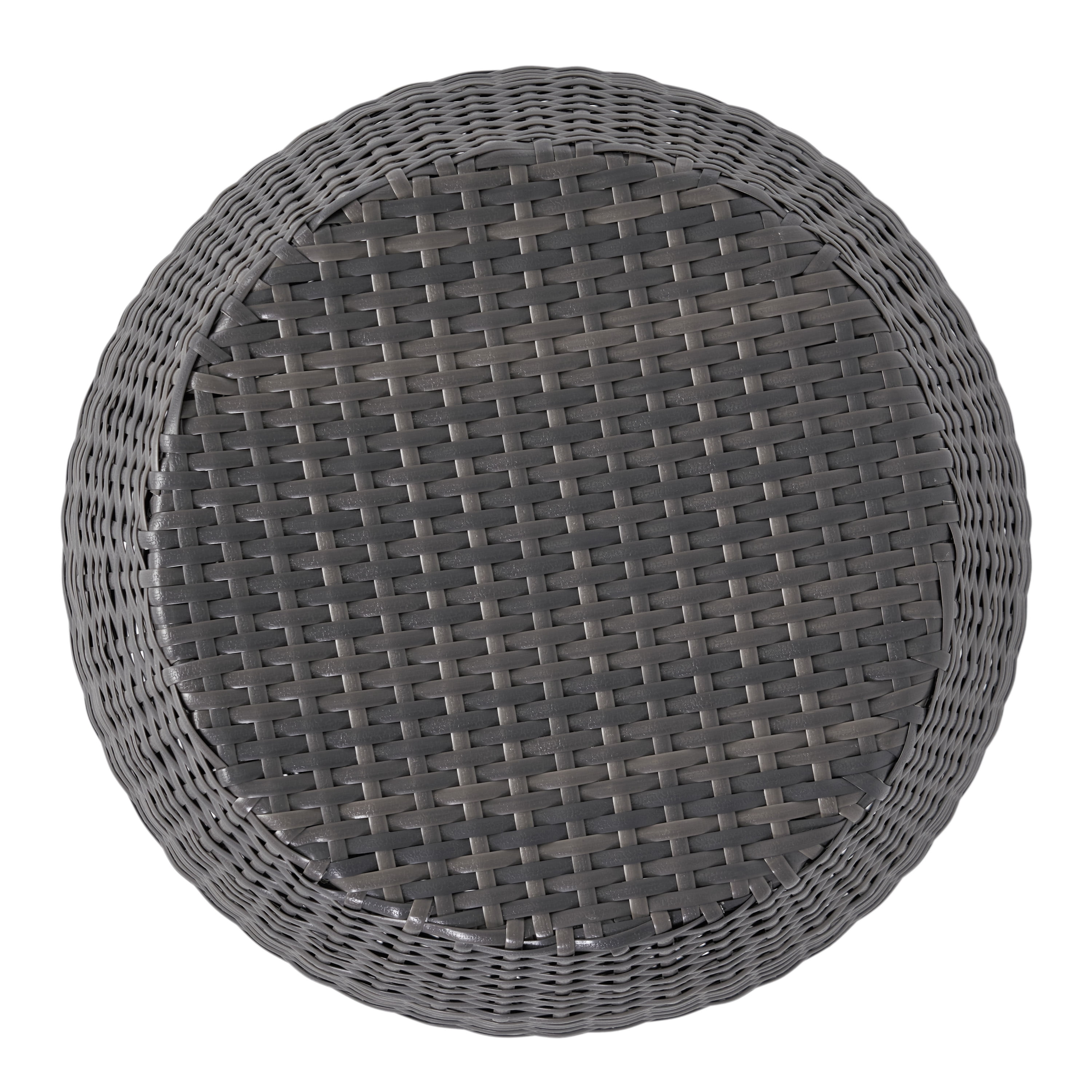 Cambria Outdoor Wicker 14 Inch Side Table, Grey