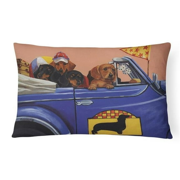 12 x 3 x 16 in. Dachshund Dachsmobile Canvas Fabric Decorative Pillow
