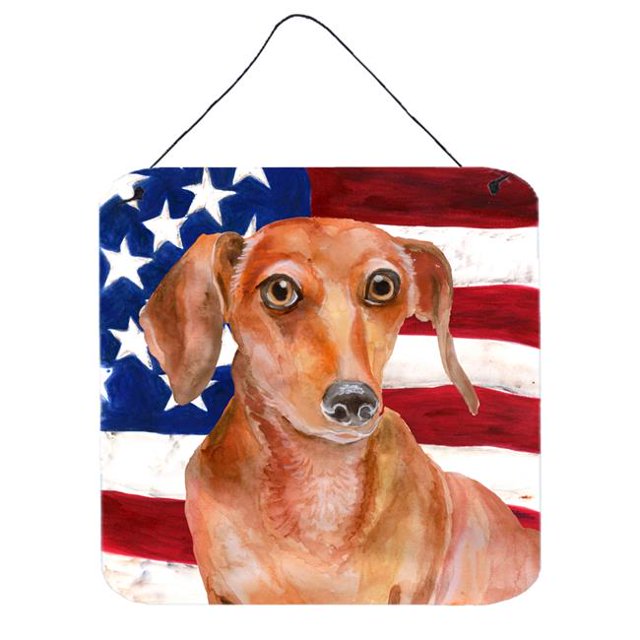 Red Dachshund Patriotic Wall or Door Hanging Prints