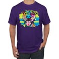 thumbnail image 1 of Cute Happy Smiling Dog Rainbow Pitbull Dog Lover Men's Graphic T-Shirt, Purple, Small, 1 of 3