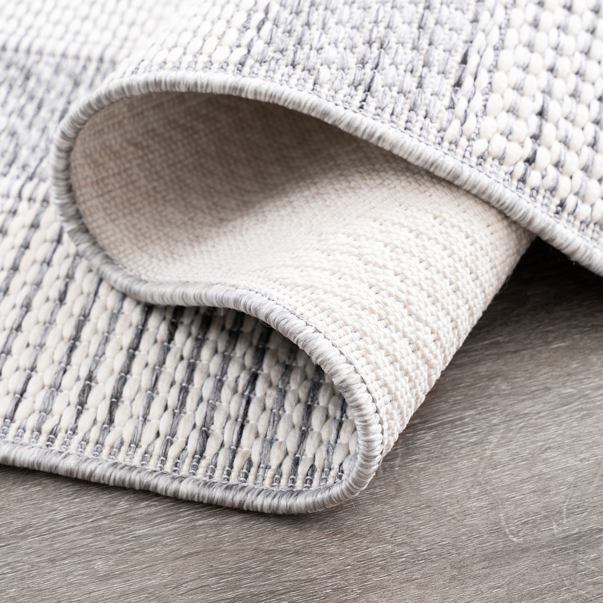 Bliss Rugs Bailey Transitional 2' x 7' Gray and White Indoor Outdoor Area Rug