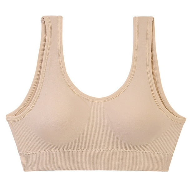 Sujetador deportivo sin aros con espalda cruzada para mujer - Tejido transpirable que absorbe el sudor, tirantes ajustables, tallas M-XL con medidas de contorno de pecho y bajo pecho