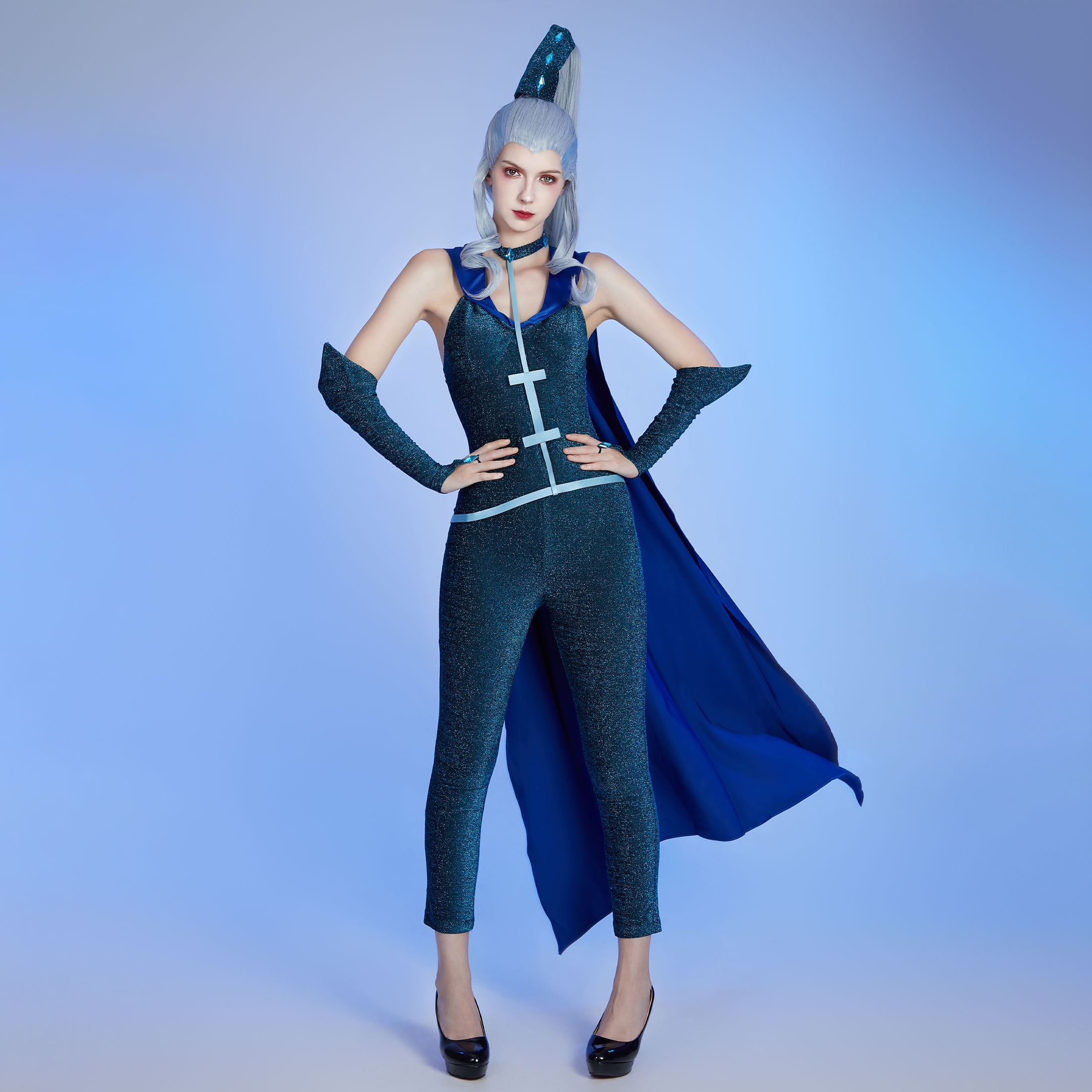 Officially Licensed] Winx Club Icy Witch Attire Costume Dull Navy Blue  Jumpsuit and Royal Blue Cape, M - Walmart.com