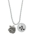thumbnail image 1 of Delight Jewelry Silvertone Chinese Dragon Silvertone Script Initial Disc - N - Charm Necklace, 20"+3", 1 of 4