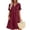 Wine, variant on QUNYINEY Faux Cotton Linen Women Summer Dresses Casual Short Sleeve Midi A Line Dress Solid V Neck with Pockets Loose Fit Vacation Dresses