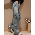 thumbnail image 4 of Girls Baggy Jeans High Waisted Wide Leg Pants Jeans Washed Juniors Jeans 5-14 Years, 4 of 5
