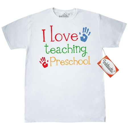 Inktastic I Love Teaching Preschool T-Shirt Teacher Pre-k Appreciation School Pre K Teach Early Childhood Education Back To Occupations Mens Adult Clothing Apparel Tees T-shirts