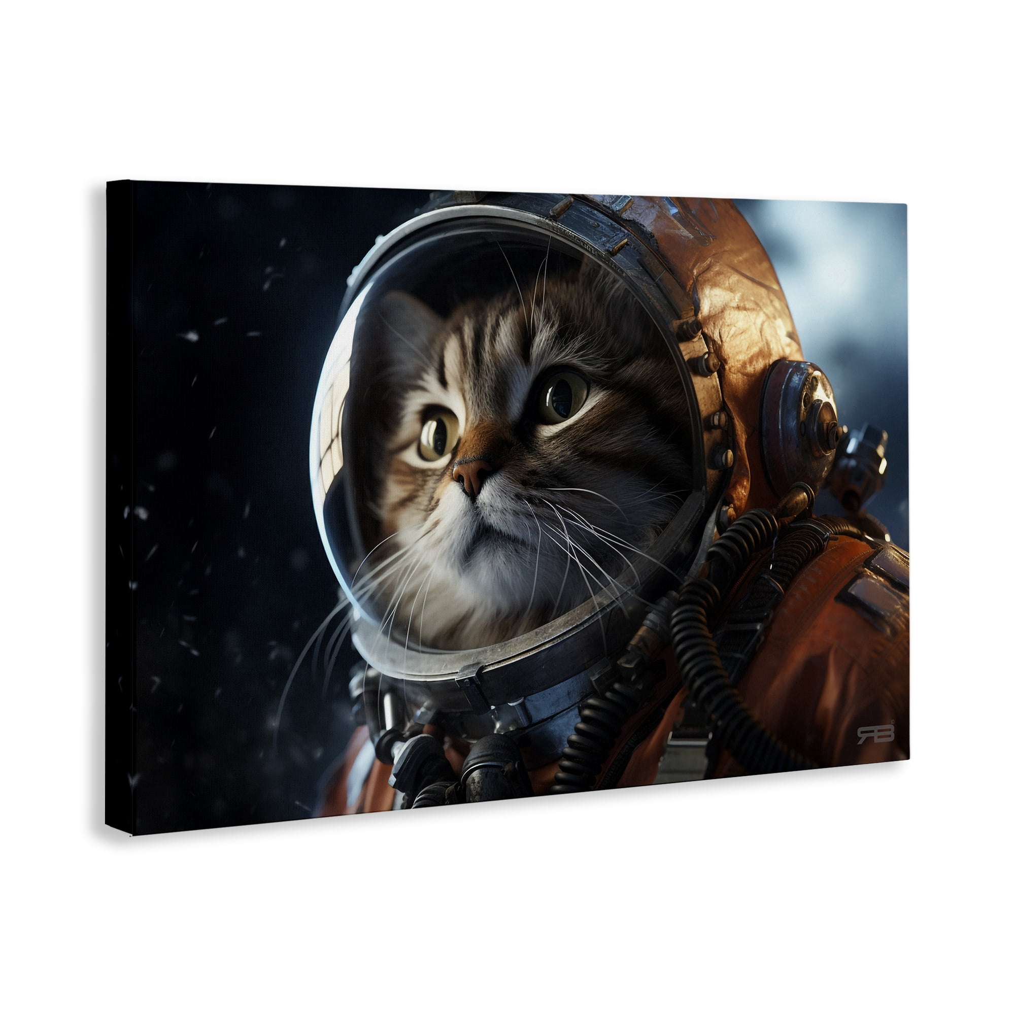 Stupell Industries Astronaut Cat in Space Animals & Insects Painting Gallery Wrapped Canvas Art Print Wall Art, 30 x 20