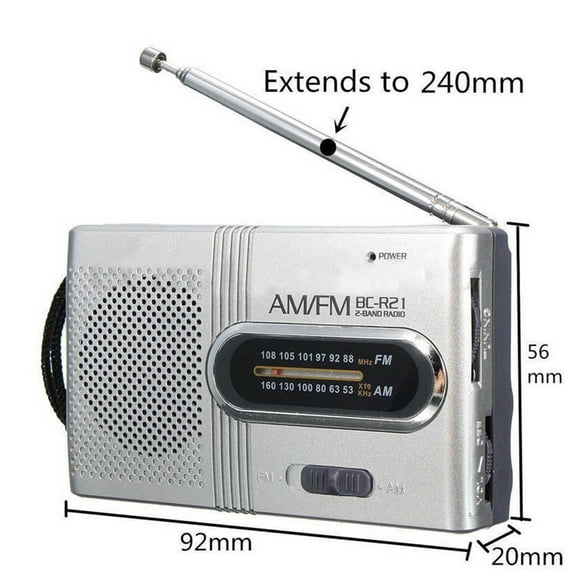 freestylehome BC-R21 Mini Radio Portable AM FM Telescopic Antenna Pocket Radio World Receiver Speaker Battery Powered