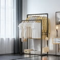 thumbnail image 4 of Hauiodp Clothes Rack, Metal Stand with 2 Hanging Rails and Storage Shelf, Simple Houseware Double Rod Clothing Garment Rack, Metal Garment Rack Organizer Freestanding Hanger, 4 of 6