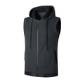 thumbnail image 5 of Ceisia Men's Hooded Zip-Up Sports Vest Summer Sleeveless Athletic Hoodie with Striped Hem Dark Gray XL Gifts, 5 of 5