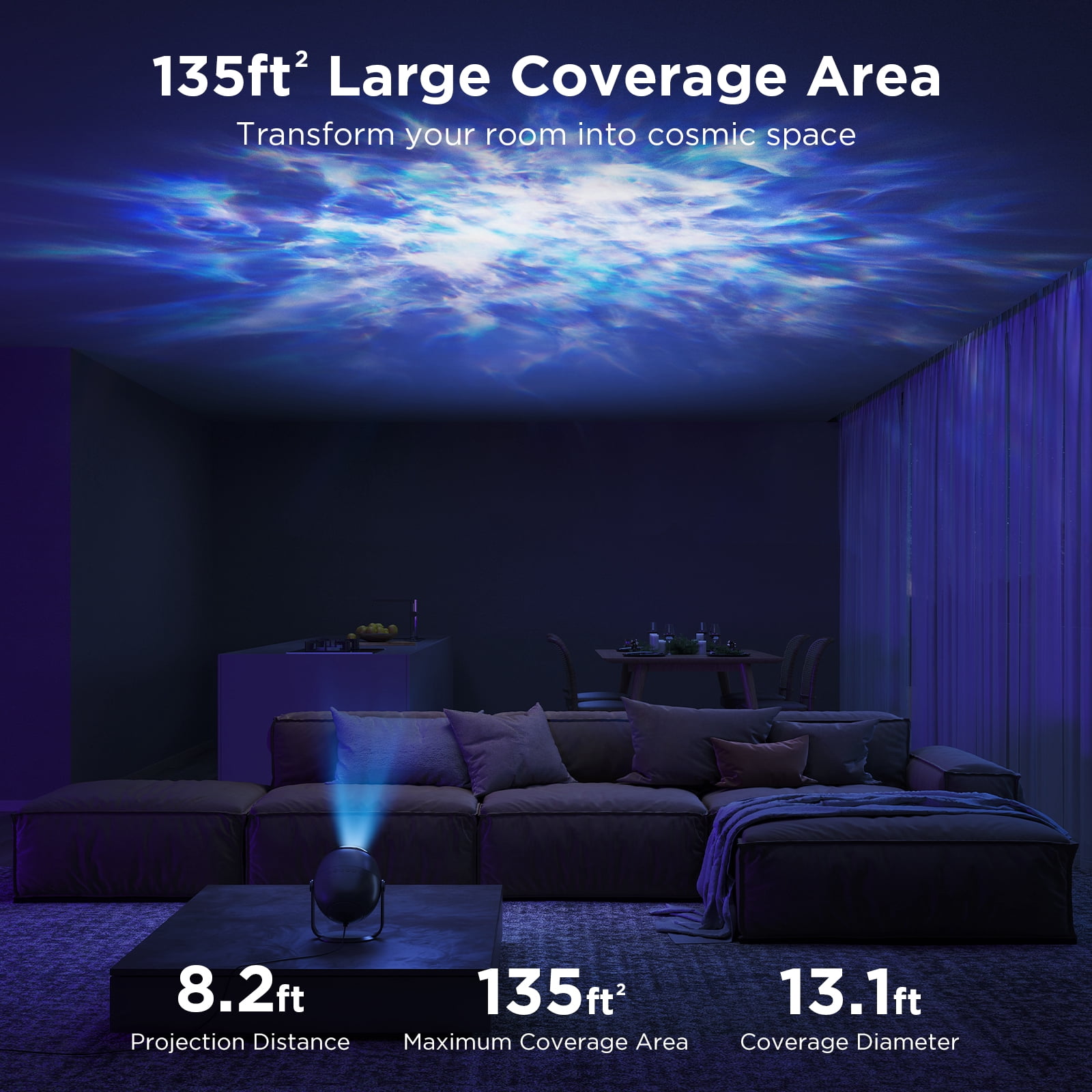 Govee Star Light Projector with 3 Aurora Flowing Effects, Works with Matter, Alexa and Google Assistant, 52 Scene Modes, 18 White Noise Options, LED Night Light Projector for Bedroom, Without Plug