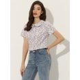 thumbnail image 3 of INSPIRE CHIC Blusa con estampado floral retro con cuello Peter Pan para mujer Rosa L, 3 of 5