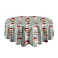 thumbnail image 5 of Gray Christmas Santa and Reindeer Pattern Round Tablecloth 60"x60",Wrinkle Wipeable Table Cloth for Kitchen Dining Room Picnic Patio Party, 5 of 6