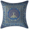 thumbnail image 2 of Stylo Culture Ethnic Couch Brocade Turquoise And Gold Throw Pillow Covers 40x40 cm Jacquard Weave Banarsi Sofa Pillow Covers Dancing Peacock Floral 16x16 Decorative Cushion Covers (Set Of 2), 2 of 4