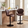 thumbnail image 3 of AFO Swivel Bar Stools Set of 6, Adjustable Height Barstools with Shell Back, Modern PU Leather Kitchen Island Chairs for Dining Room, Home Bar, Pub, Brown, 3 of 11