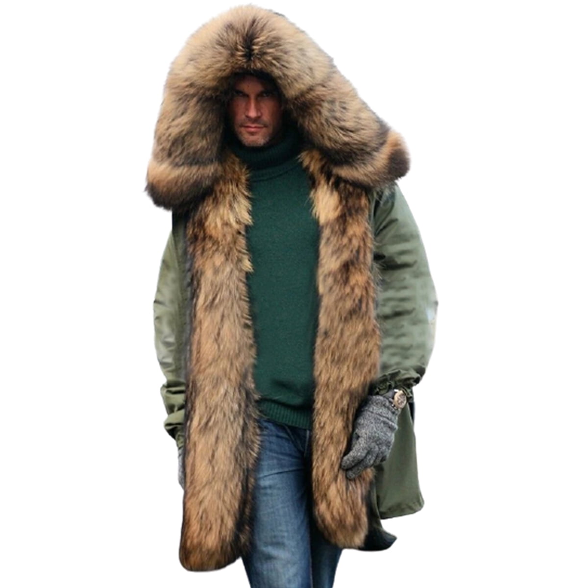 mens winter coat fur hood