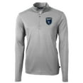 thumbnail image 2 of Men's-Cutter & Buck  Gray San Jose Earthquakes Big & Tall Virtue Eco Pique Recycled Quarter-Zip Top, 2 of 3