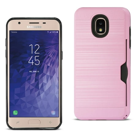 Reiko Samsung J3 (2018) Slim Armor Hybrid Case with Card Holder in Pink