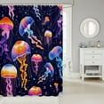 Kids Rainbow Jellyfish Bath Curtain Ocean Fish Print Shower Curtain