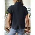thumbnail image 6 of Womens Cap Sleeves Sweater Vest Turtle-Neck Ribbed Knit Tank Tops Basic Slim Fit Top Navy Blue One size, 6 of 8