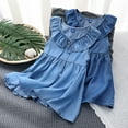 thumbnail image 1 of JDQJBZ Toddler Girls Sleeveless Dress Denim Solid Color Ruffle Summer Outfit, 1 of 5