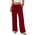 thumbnail image 5 of BUIGTTKLOP Wide Leg Pants for Women Flowy Palazzo Drawstring Elastic Waist Pant Summer Beach Trousers with Pockets, 5 of 6