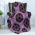 thumbnail image 4 of Purple Mandala Soft Flannel Fleece Throw Blanket, Vintage Beauty Boho Round Motif Art Inspiration Design, Cozy Plush for Indoor and Outdoor Use, 50" x 60", Black Redwood Violet, by Ambesonne, 4 of 5
