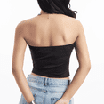 thumbnail image 2 of SOMER Strapless Tops for Women, Tube Top Ruffle Trim Bow Tie Bandeau Sleeveless Slim Fit Crop Top for Casual Party Clubwear Valentine's Day, 2 of 7