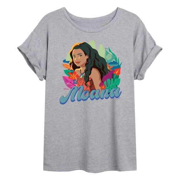 Moana Live Action - Florals - Juniors Oversized Graphic T-Shirt