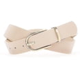 thumbnail image 1 of Women Leather Belt With Long Gold Curved Pin Buckle, 1 of 5