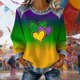 thumbnail image 2 of Camisetas de Manga Larga para Mujeres Blusa de Cuello Redondo Impresa de Carnaval de Ajuste Suelto con Poliéster Suave, Tops de Moda Casual para Uso Diario en Casa O Trabajo, 2 of 3