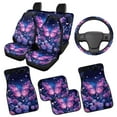 thumbnail image 2 of HUIACONG Purple Butterfly Daisy Car Floor Mats with Steering Wheel Cover and Car Seat Covers All Weather Driver Seat, Passenger Seat and Rear Floor Mats Easy Installation for Additional Protection, 2 of 8
