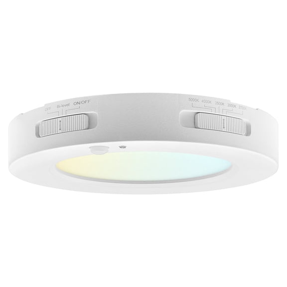 LUXRITE 5 In. LED Flush Mount Light   PIR Motion Sensor, 12W, 1000LM, 5CCT, Dimmable, CRI90, Title 24 Compliant, ETL