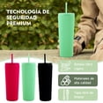 thumbnail image 3 of Vaso recto Textura diamante doble pared 700 ml con popote Rosa, 3 of 7