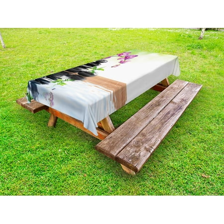 

Spa Outdoor Tablecloth Spa with Spring Water Health Giving Properties Asian Eastern Way of Getting Better Art Decorative Washable Fabric Picnic Tablecloth 58 X 104 Inches Multicolor by Ambesonne