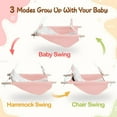 thumbnail image 2 of Baby Swing Indoor and Outdoor, Canvas Hammock Swing for Baby to Toddler with a Comfortable Seat, Macaroon Wooden Toy, Adjustable 5-Point Harness,Gift for Baby Boys Girls, 3 Modes, Pink, 2 of 13