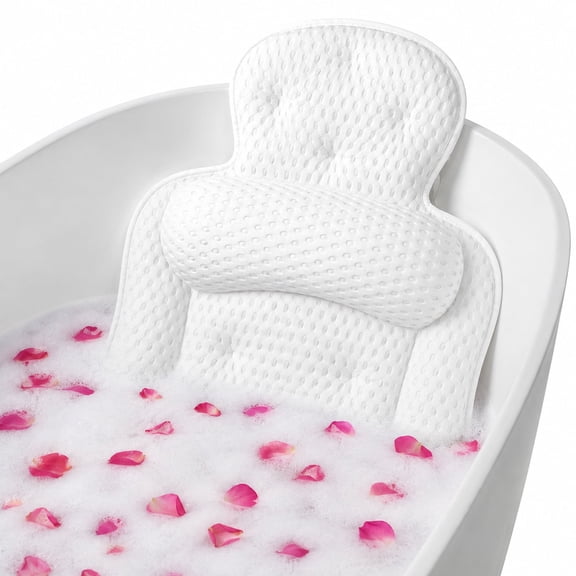 DAEX Bathtub Pillow with Head, Neck & Back Support, 4D Air Mesh Spa Bath Pillow, 6 Suction Cups, Machine Washable
