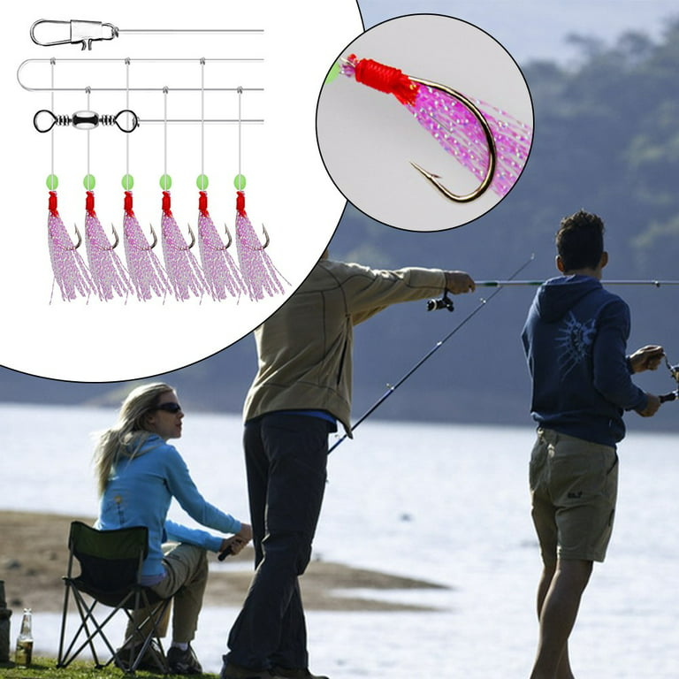 6Pcs Sea/Freshwater Fishing Sabiki Rigs String Hook Flash Luminous String  Hook 