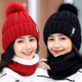thumbnail image 3 of Winter Beanie Hat Scarf Set Women Slouchy Scarf Warm Knitted Hat For OutdoorWine RedHat, 3 of 5