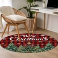 thumbnail image 4 of Red Plaid Christmas Round Area Rug 4Ft Washable Circle Rugs for Bedroom Dining Room, Xmas Tree Snowflake Checkered Winter Non-Slip Carpet Floor Mats Indoor Outdoor Carpet Runner Aesthetic Home Decor, 4 of 8