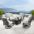 thumbnail image 4 of 5-Piece Gray and Black Outdoor Patio Square Fire Table with Deep Seating Swivel Rocking Chairs 42", 4 of 4