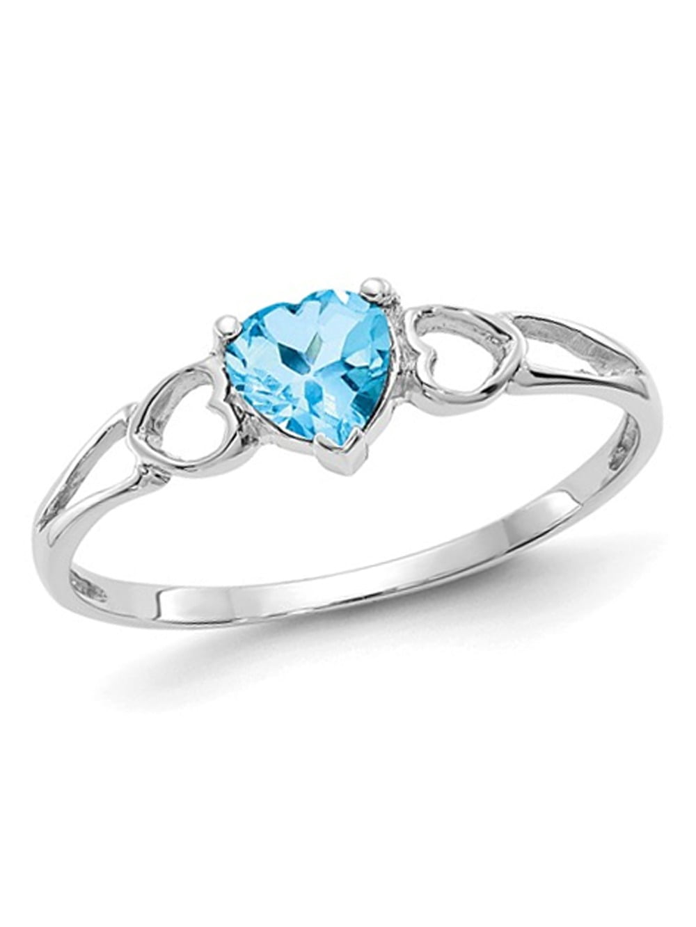 Gem And Harmony - 1/2 Carat (Ctw) Natural Swiss Blue Topaz Heart Ring ...