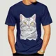 thumbnail image 1 of Camiseta con estampado de gato de acuarela para hombre, ropa de verano, holgada, de manga corta y cuello redondo, estilo Harajuku, de gran tamaño, 1 of 6