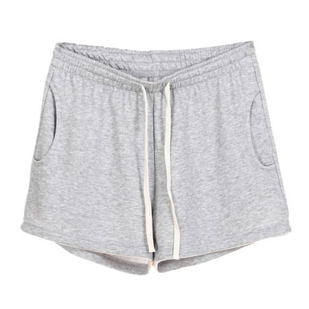 

Shorts For Women Solid Elastic Waist Loose Pajama Sport Shorts Gray XXXXL