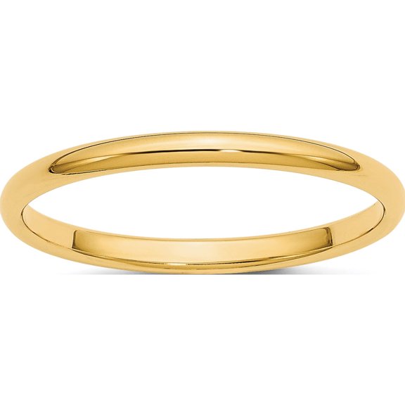 14K Yellow Gold 2mm Half-Round Wedding Band (Size 4) Made In United States hr020-4
