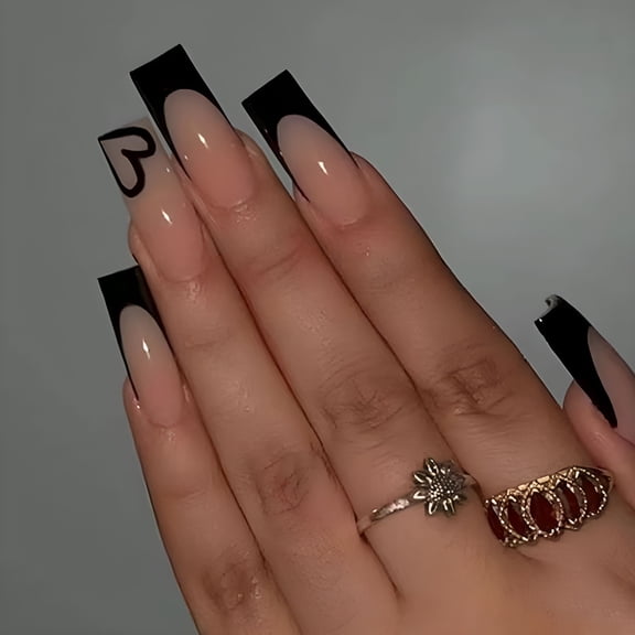 RAGUPEL Fake Nails Pink Rhinestones Long Coffin French Press on Nails Full Cover Acrylic Luxury False Nails for Women and Girls Nails Press Ons 24Pcs