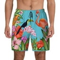 thumbnail image 3 of Uemuo Tropical Jungle Flamingo Pattern Mens Swim Trunks Quick Dry Board Shorts with Mesh Lining, Stretch Beach Shorts Quick Dry No-Chafing Board Shorts-Large, 3 of 9
